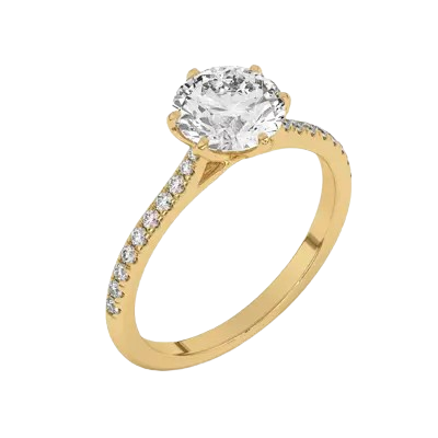 Marigold Tulip-Inspired 6 Prong Engagement Ring - Nature-inspired tulip design with 6 prong setting in 14K yellow gold